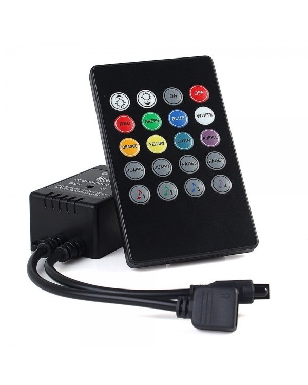 Контроллер RGB ИК с ПДУ (24кн) led-ir24M-rgb 12В 12А Music Контроллер RGB ИК с ПДУ (24кн) led-ir24M-rgb 12В 12А Music