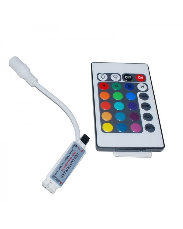 Мини-Контроллер RGB ИК с ПДУ (24кн) led-ir24-rgb-mini 12В 6А Мини-Контроллер RGB ИК с ПДУ (24кн) led-ir24-rgb-mini 12В 6А